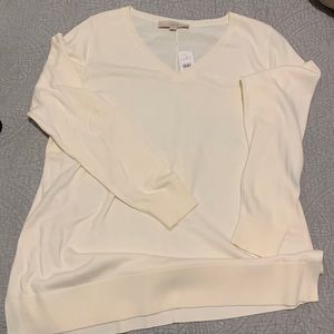 Loft NWT Cream/white/ivory Light weight v neck knit sweater